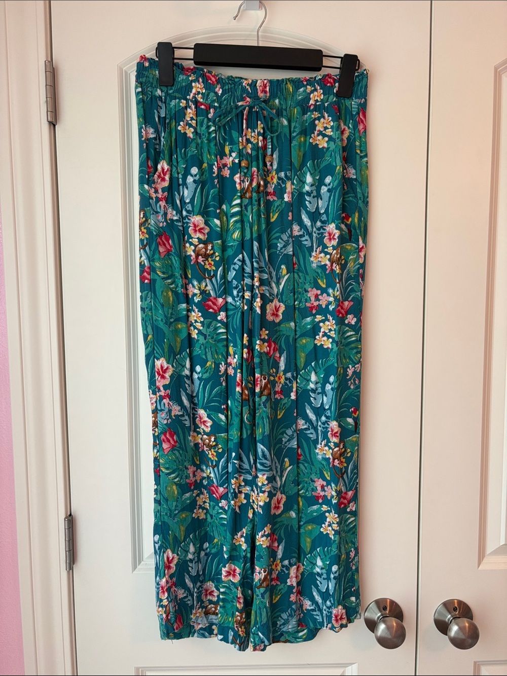 Jane and Delancey Teal Tropical Floral Pants Size Medium